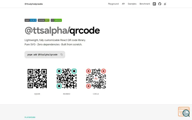 Screenshot of ttsalpha/qrcode