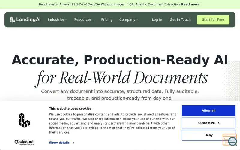 Screenshot of Agentic Document Extraction