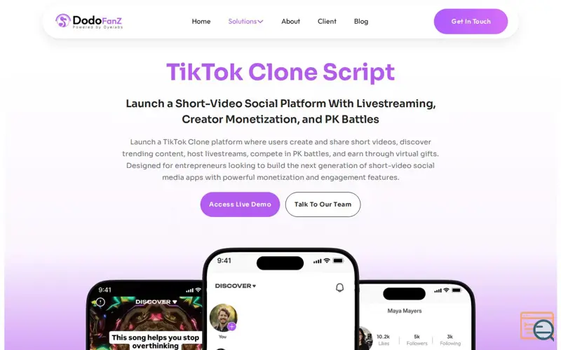 Screenshot of TikTok Clone