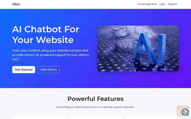 Screenshot of AIBOT FOR WEBSITES