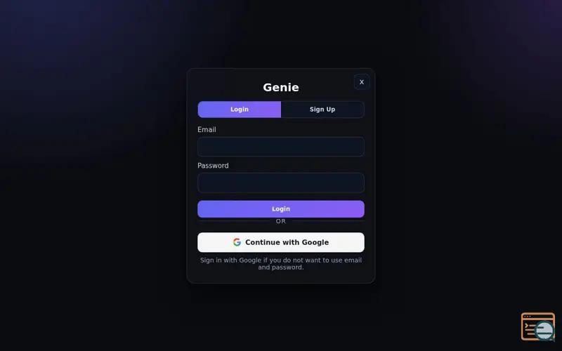 Screenshot of Genie AI, a launch using Netlify