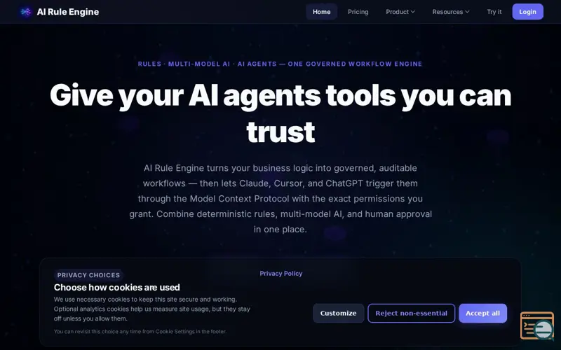 Screenshot of AI Rule Engine