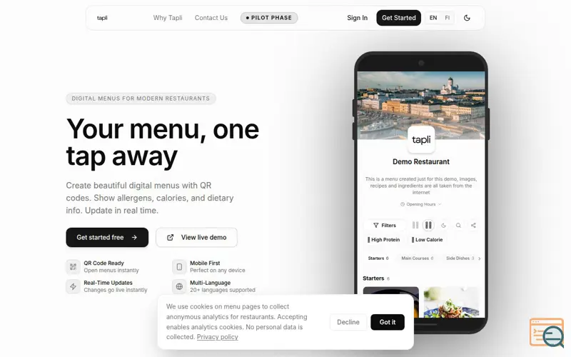 Screenshot of Tapli