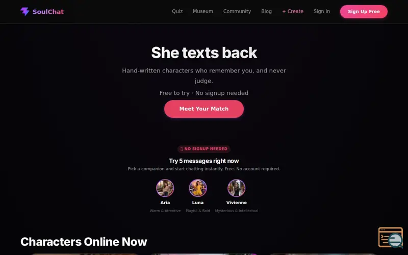 Screenshot of SoulChat