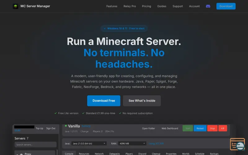 Screenshot of MC Server Manager