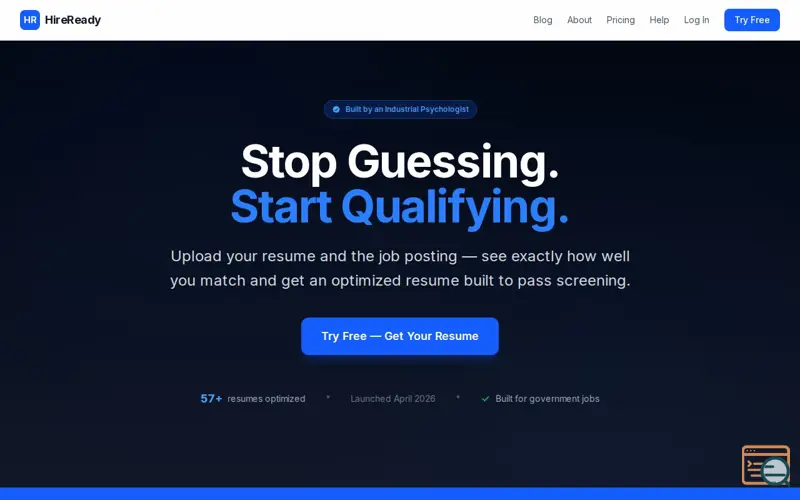 Screenshot of HireReady