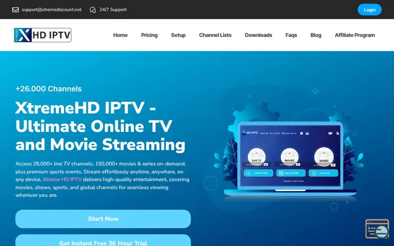 Screenshot of XtremeHD IPTV - 0 Buffering Service, a launch using DOMPurify