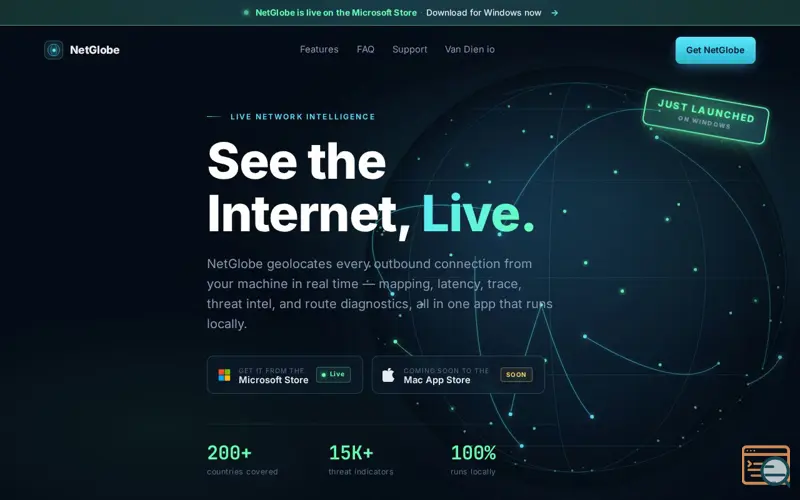 Screenshot of NetGlobe