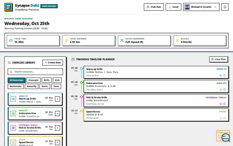 Screenshot of SwimmPlan Smart