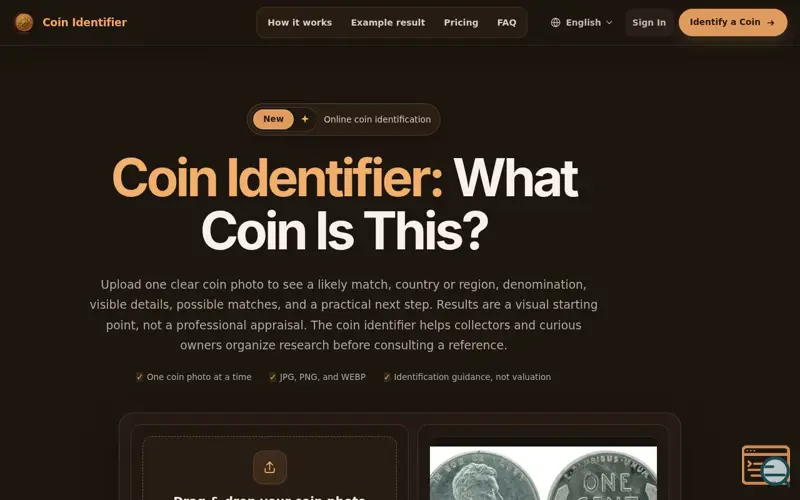 Screenshot of Coin Identifier