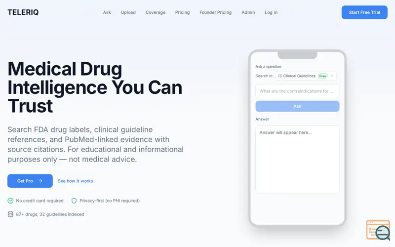 Screenshot of TELERIQ