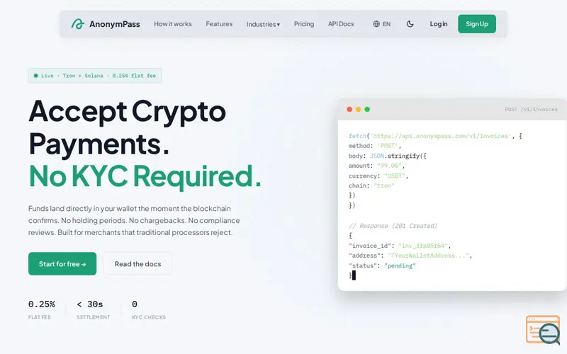 Screenshot of AnonymPass