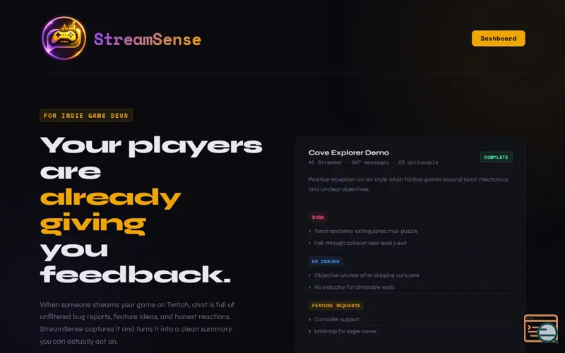 Screenshot of StreamSense