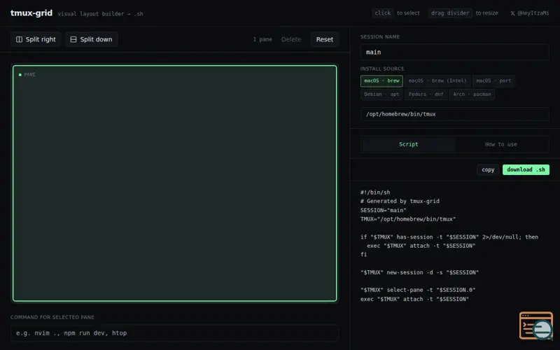 Screenshot of Tmux-grid
