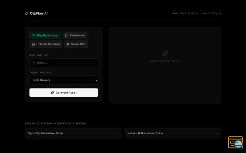 Screenshot of Clipflow AI