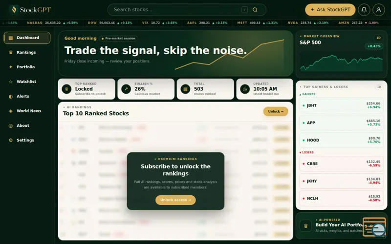 Screenshot of StockGPT