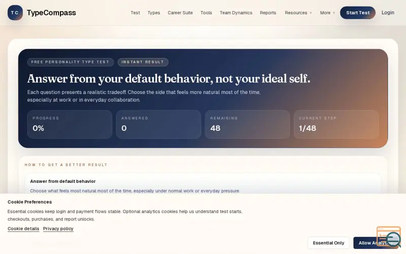 Screenshot of TypeCompass