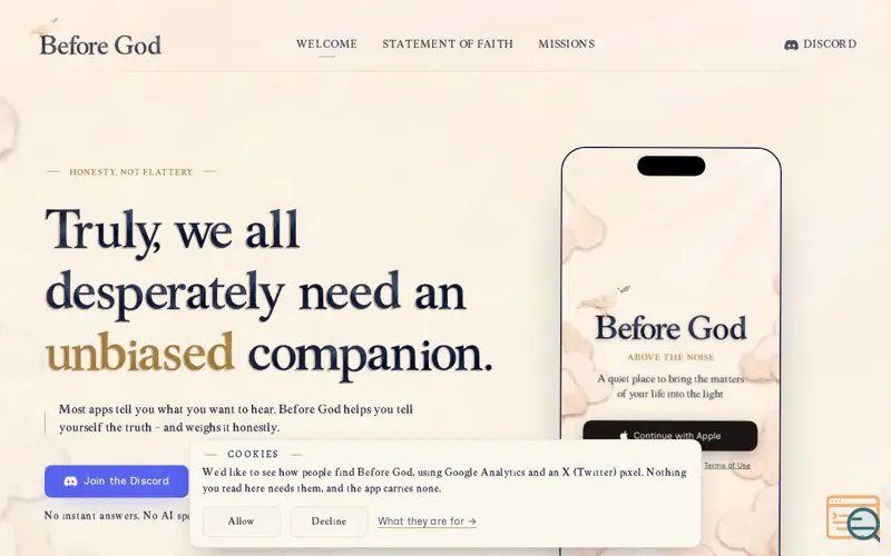 Screenshot of Before God | Governed Christian Discernment