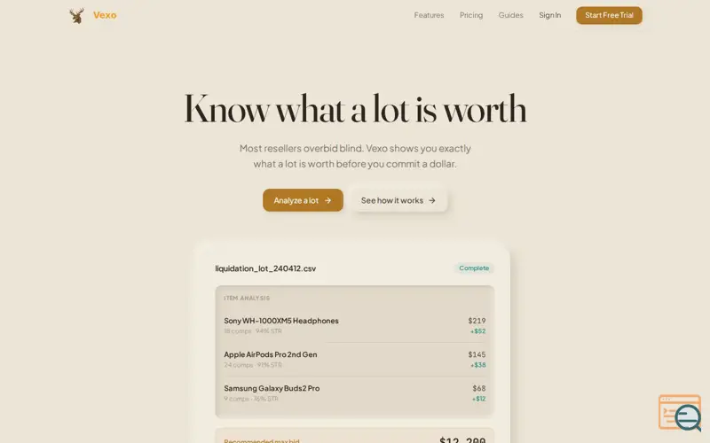 Screenshot of Vexo Deals