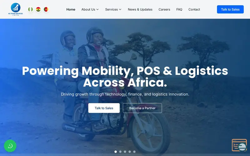 Screenshot of AGTS Business Support Platform