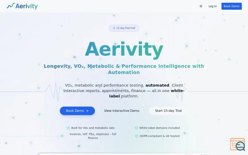 Screenshot of Aerivity - Longevity & Performance Intel