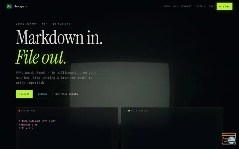 Screenshot of docgen