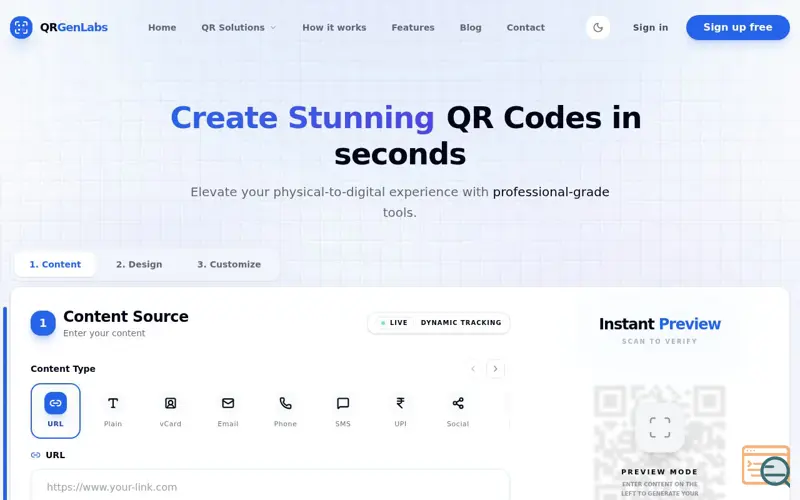 Screenshot of QR GenLabs, a launch using Google Safe Browsing