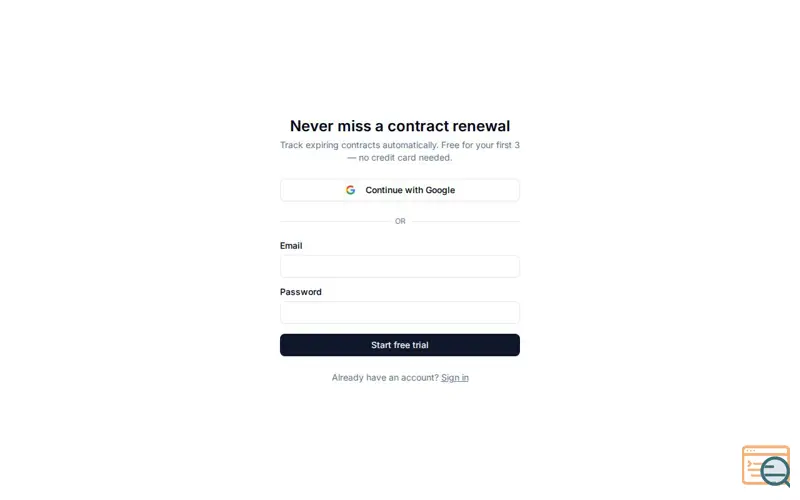 Screenshot of Contract Renewal Monitor