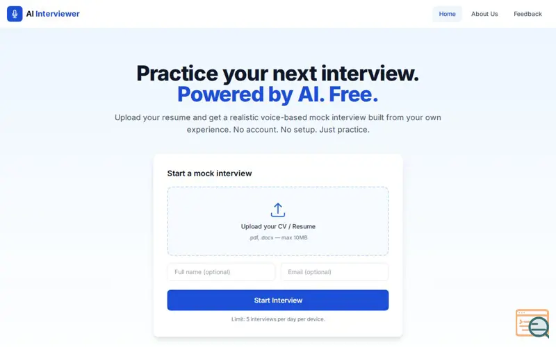 Screenshot of AI Interviewer