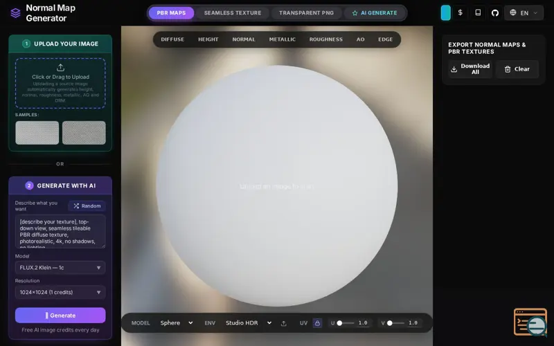 Screenshot of Normal Map Online AI