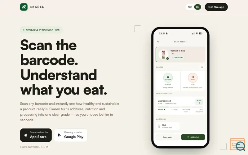 Screenshot of Skaren — Food scanner for Norway