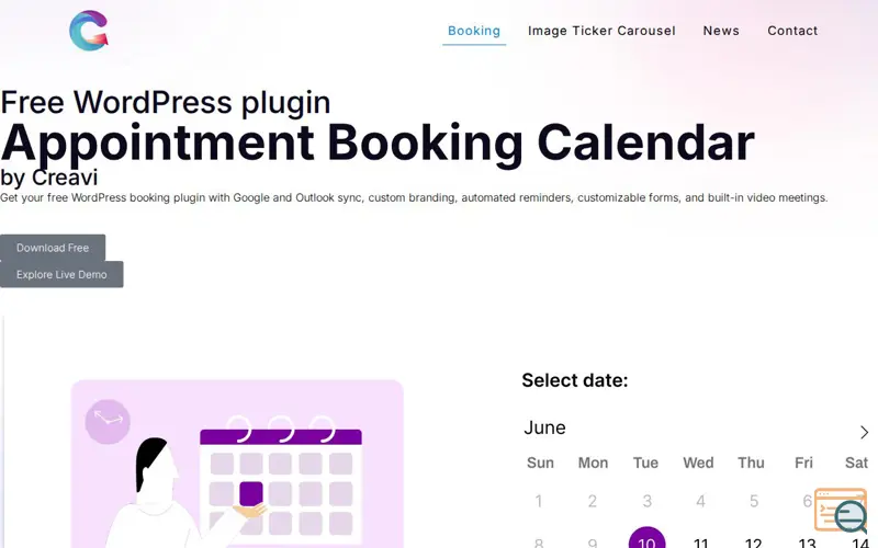 Screenshot of Creavi Appointment Booking Calendar