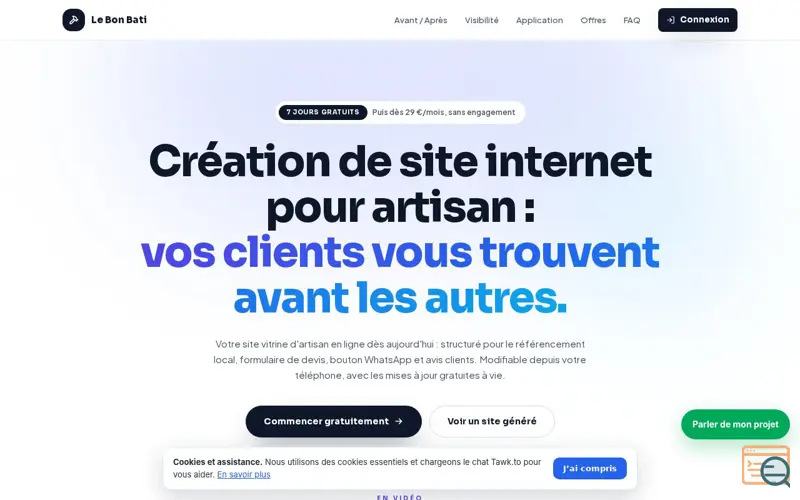 Screenshot of Le Bon Bati — Création de site internet pour artisan dès 29 €/mois