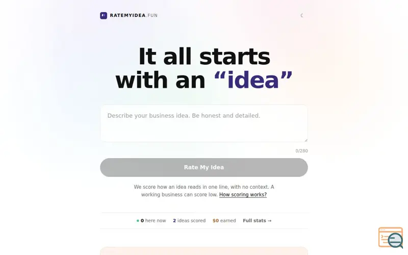 Screenshot of RateMyIdea