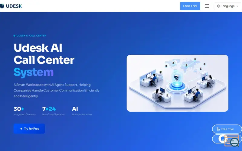 Screenshot of Udesk AI Call Center System, a launch using LeadsNavi