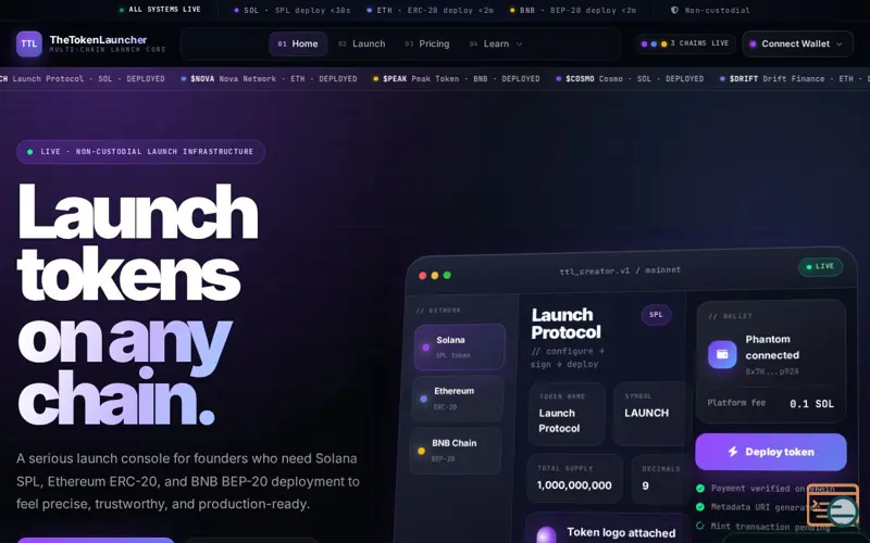 Screenshot of TheTokenLauncher