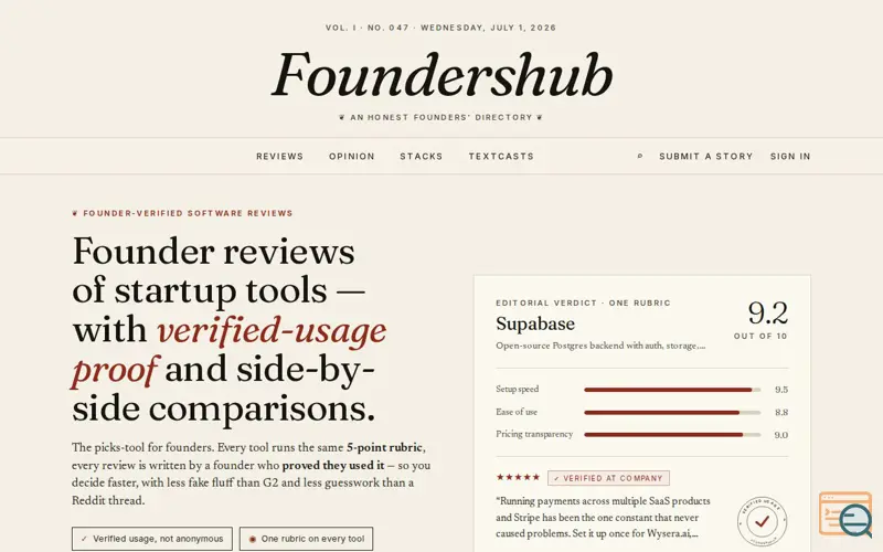 Screenshot of FoundersHub