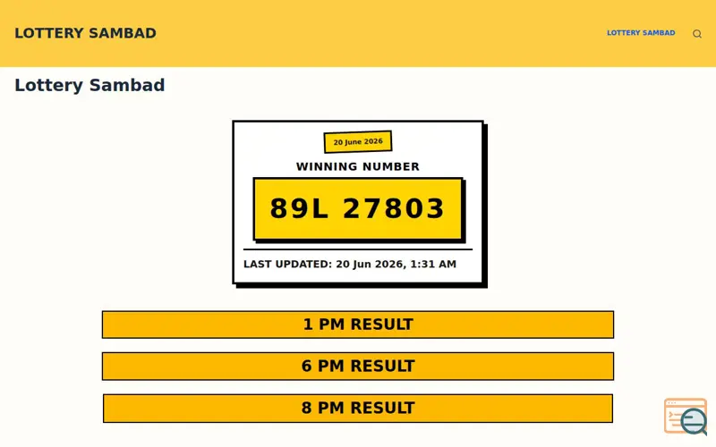Screenshot of LOTTERY SAMBAD 9