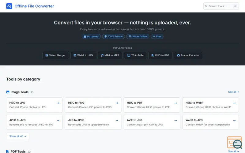 Screenshot of Offline File Converter