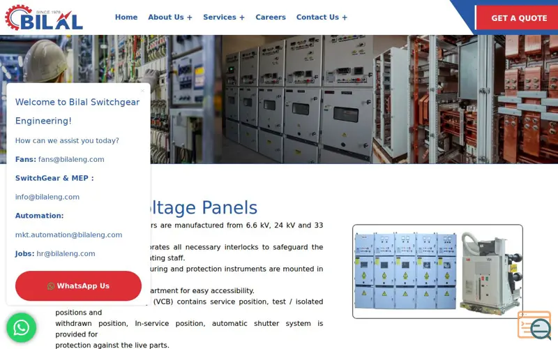 Screenshot of Bilal Switchgear Engineering (PVT) LTD