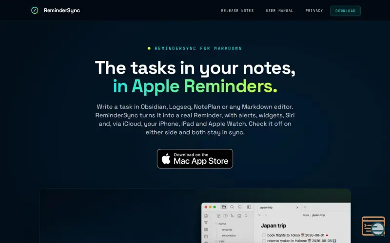Screenshot of ReminderSync 