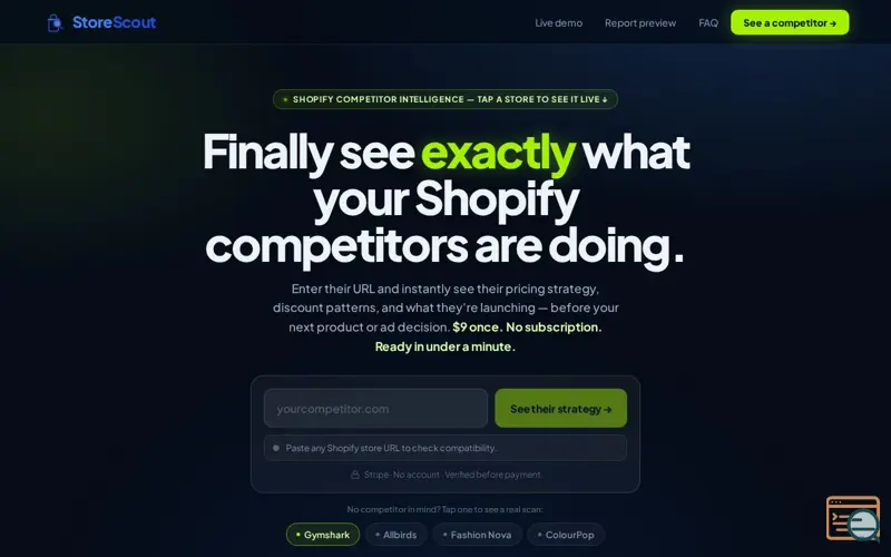 Screenshot of StoreScout