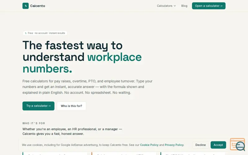 Screenshot of Calcento