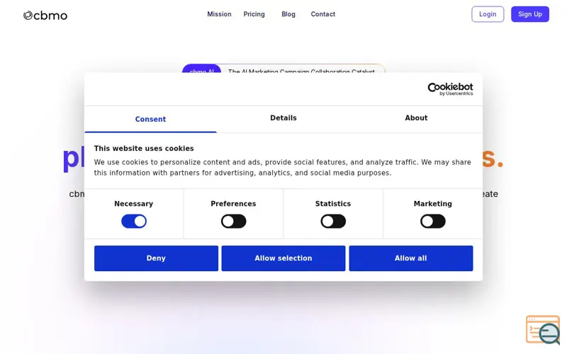 Screenshot of cbmo AI 