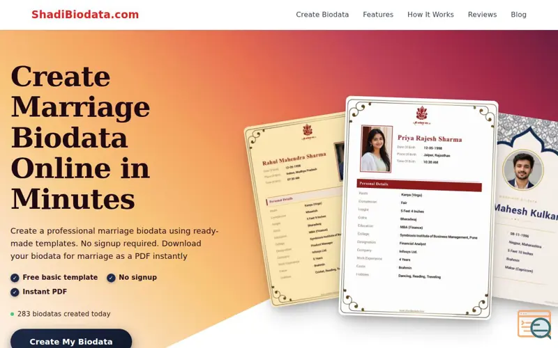 Screenshot of ShadiBiodata.com
