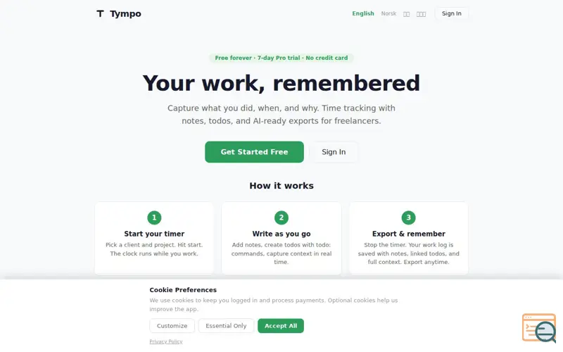 Screenshot of Tympo