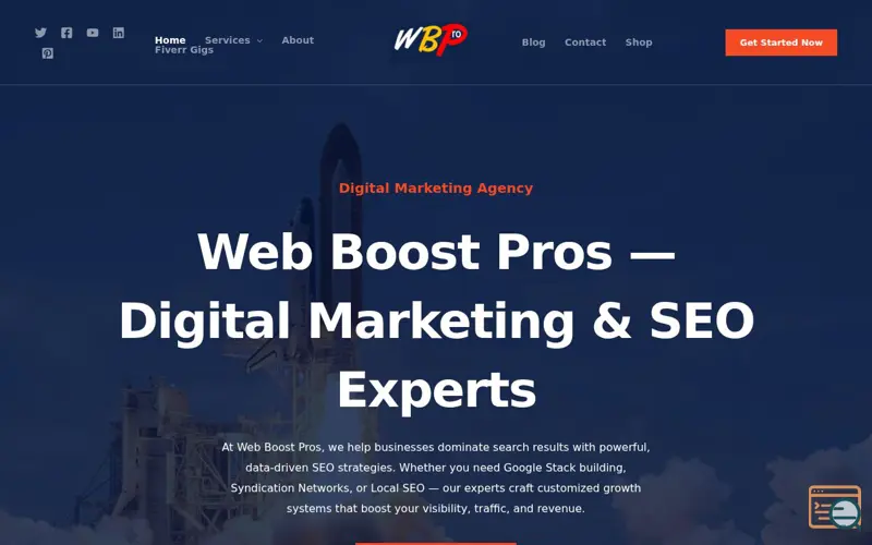 Screenshot of Web Boost Pros, a launch using SureCart