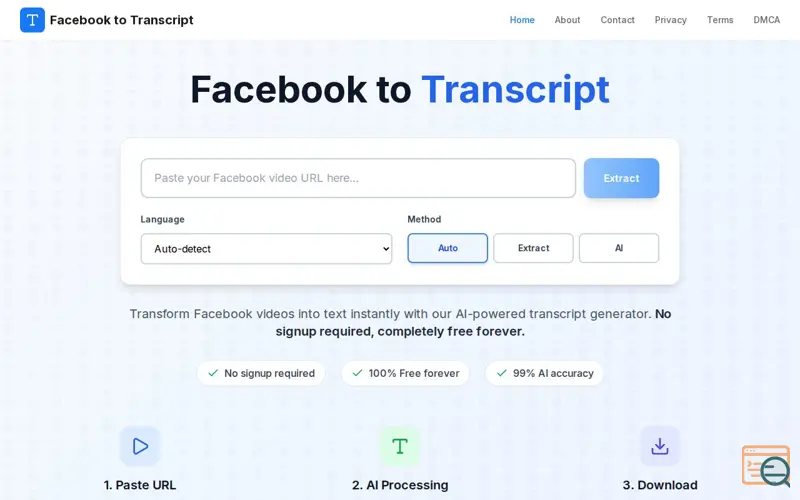 Screenshot of Facebook to Transcript