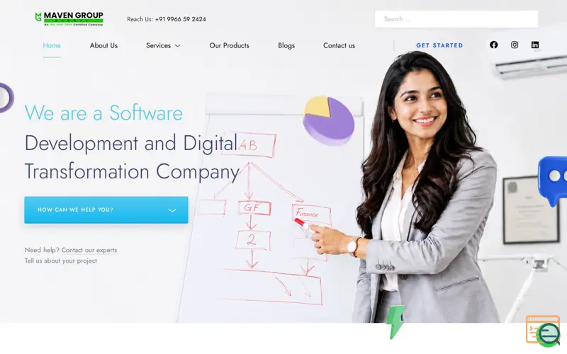 Screenshot of Maven Group Global, a launch using Drupal