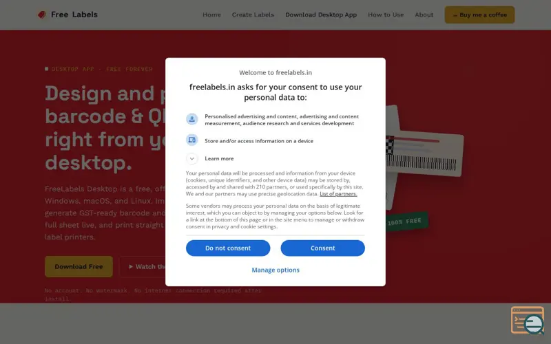 Screenshot of FreeLabels Desktop